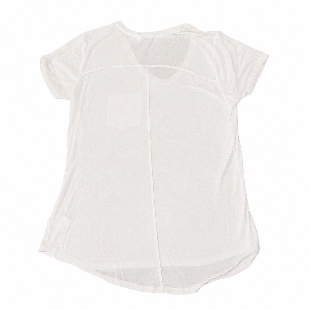 prAna Women’s Small White Modal Stretch V-Neck Pocket T-Shirt Lightweight - Picture 3 of 6